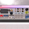 Various Auto Parts Display with Shelves and Organized Components in Showroom