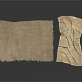 Beige Woven Household Textile Items With Frayed Edges And Textured Surface