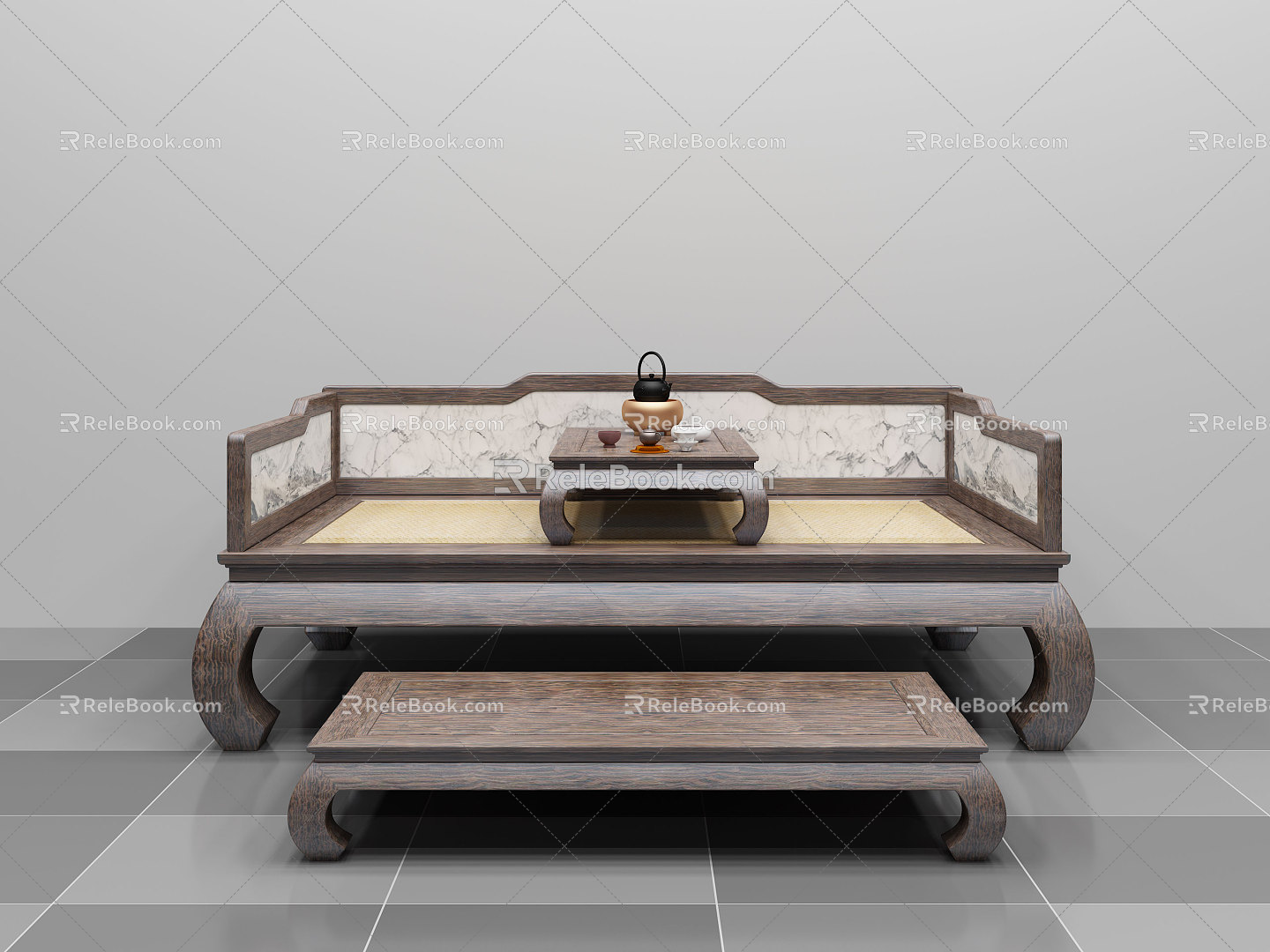 New Chinese Style Rohan Bed Jade Rohan Bed 3d model