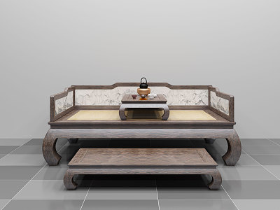 New Chinese Style Rohan Bed Jade Rohan Bed 3d model