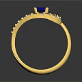 Gold Ring With Blue Gemstone And White Stones For Daily Accessories