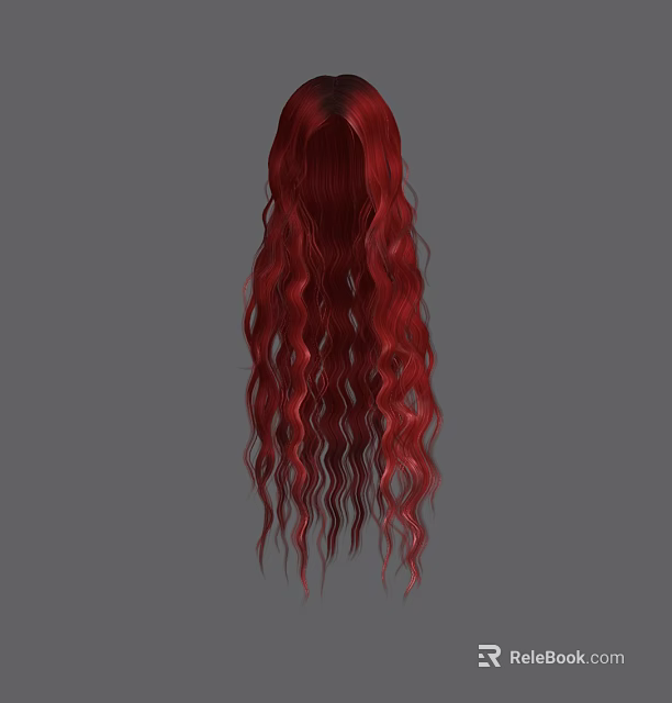 Game Movie Character With Long Red Curly Hair 3D Hairstyle Design 3d model 