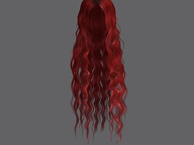 Game Movie Character With Long Red Curly Hair 3D Hairstyle Design 3d model