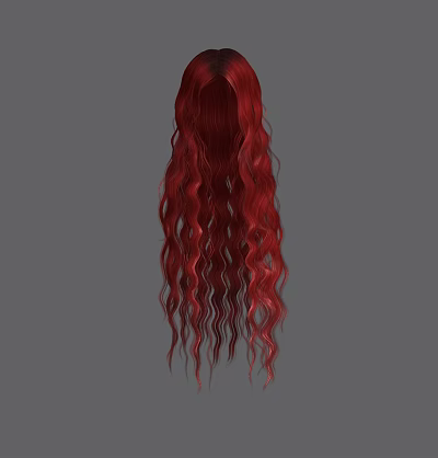 Game Movie Character With Long Red Curly Hair 3D Hairstyle Design 3d model