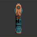 Decorative Pistol With Orange Body Teal Handle Intricate Carvings And Artistic Patterns