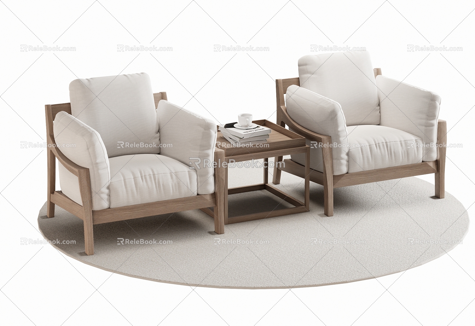 New Chinese Style Single Sofa Leisure Chair Single Chair 3d model