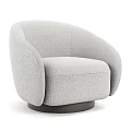 Gray Upholstered Single Sofa With Rounded Design Curved Armrests And Dark Base 3d model