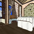 Elegant SPA Sauna Interior With Massage Bed Decorative Wall And Wooden Tiles