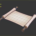 Wooden Scroll With White Paper For Household Decorative Use On Smooth Surface 3d model