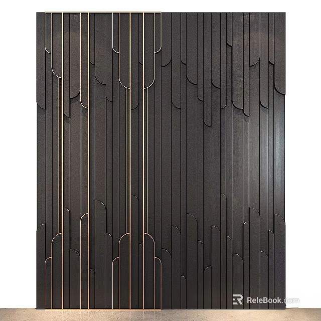 Modern Black and Gold Wall Hanging with Vertical Lines Geometric Patterns Home Decor Art 3d model 