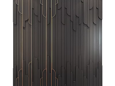Modern Black and Gold Wall Hanging with Vertical Lines Geometric Patterns Home Decor Art 3d model