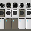 Various Modern Washing Machines With Different Styles And Colors On 3d model