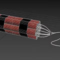 Red Dynamite Bundle as Explosive Weapon Bound with Black Tape and Detonation Fuse 3d model
