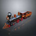 Vintage Steam Train Model With Black And Red Decorative Design Details