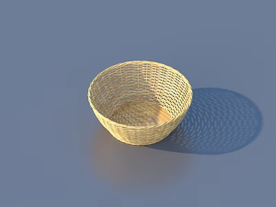 Round Natural Wicker Storage Basket For Home Daily Use And Decoration 3d model