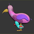 Colorful Cartoon Style Birds In Various Sizes With Bright Colors On Black Reflective Surface