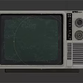 Vintage Retro Electronic TV Appliance With Wooden Frame And Snowy Screen