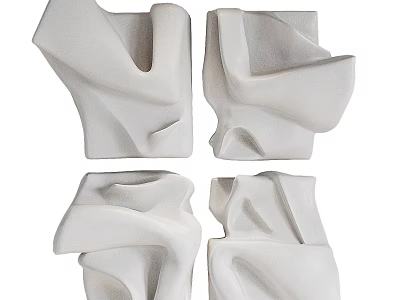 Four White Curved Abstract Sculptural Wall Decor Pieces With Modern Design 3d model