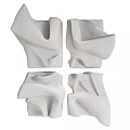 Four White Curved Abstract Sculptural Wall Decor Pieces With Modern Design 3d model