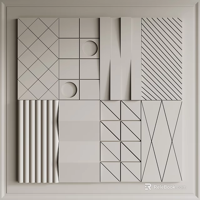 Modern Wall Paneling With Geometric Patterns Textured Surfaces And Linear Designs 3d model