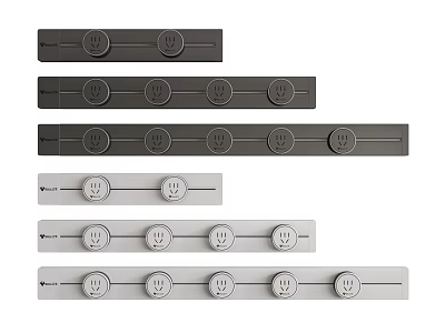 Modern Switch Panels Featuring Black and White Colors and Multiple Round Buttons 3d model