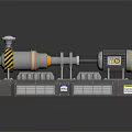 Industrial Mechanical Equipment With Motor Shaft Base And Yellow Black Warning Stripes