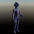 Sci Fi Fantasy Game Movie Character With Dark Skin Spiked Head Pink Spots Stripes