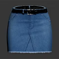 Fashionable Blue Denim Mini Skirt With Black Belt And Silver Buckle