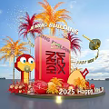 2025 Happy New Year Photo Check In Spot With Red Fu Character And Festive Decorations