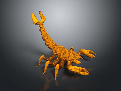 Orange Scorpion Reptile 3D Model With Detailed Textured Exoskeleton On Gray Background 3d model