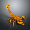 Orange Scorpion Reptile 3D Model With Detailed Textured Exoskeleton On Gray Background
