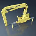 Swing Door Mechanical Mechanism with Yellow Arm and Structural Components 3d model