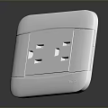 White Modern Computer Power Socket With Dual Outlet For Home Office Use 3d model