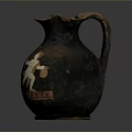 Detailed Ancient Greek Mythological Sculpture Carving On Terracotta Vase With Warrior And Creature