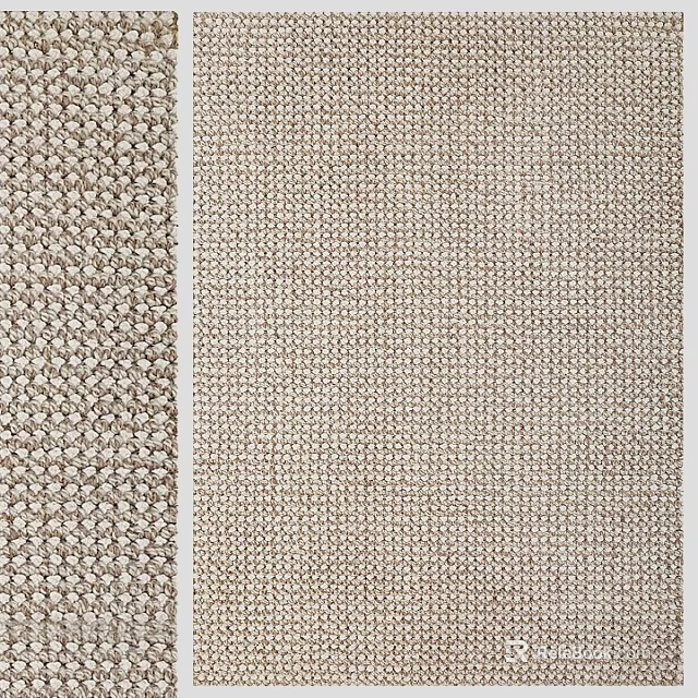 Square Woven Beige Carpet with Neutral Texture for Living Room Home Decor 3d model 