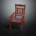 Intricately Carved Wooden Leisure Chair With Backrest Armrests And Traditional Design