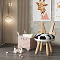 Kids Chair With Cow Print Cushion And Wooden Legs In Giraffe Decor Kids Room