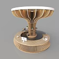Modern Wooden Reception Desk with Petal Shaped Top Circular Counter and Office Plants
