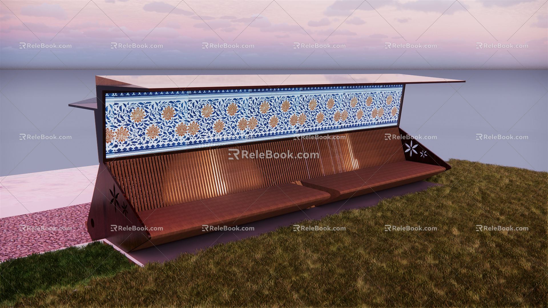 National style outdoor chair rest facilities 3d model