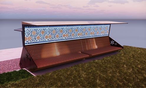 National style outdoor chair rest facilities 3d model