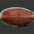 Fresh Sliced Watermelon with Red Flesh Black Seeds Green Rind on Reflective Surface