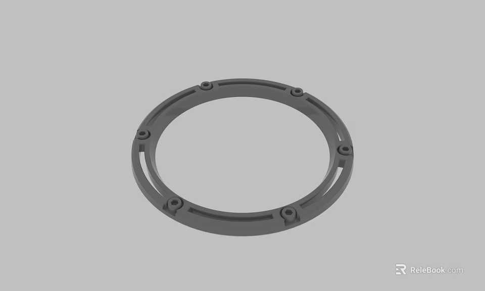 Sturdy Gray Circular Metal Ring Mechanical Component With Multiple Screw Holes 3d model 