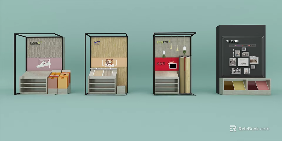 Modern Retail Display Shelves With Various Styles And Multiple Color Designs 3d model 