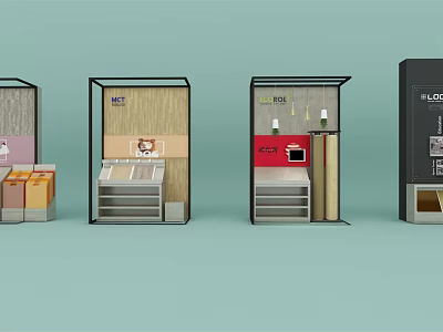Modern Retail Display Shelves With Various Styles And Multiple Color Designs 3d model