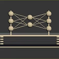Golden Molecular Structure Model With Spheres Connecting Rods And Black Gold Base