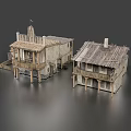 Traditional Rustic Homestay Buildings With Wooden Roofs and Verandas In Village Style Design
