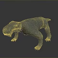 3D Model of Prehistoric Reptile Creature in Gray Standing Pose With Detailed Teeth And Claws