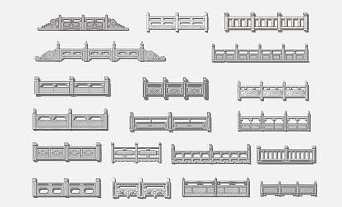 Chinese Guardrail Railing 3d model