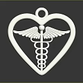 Silver Heart Shaped Pendant Fashion Accessory With Caduceus Medical Symbol Design