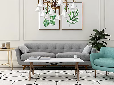 Sofa coffee table combination 3d model